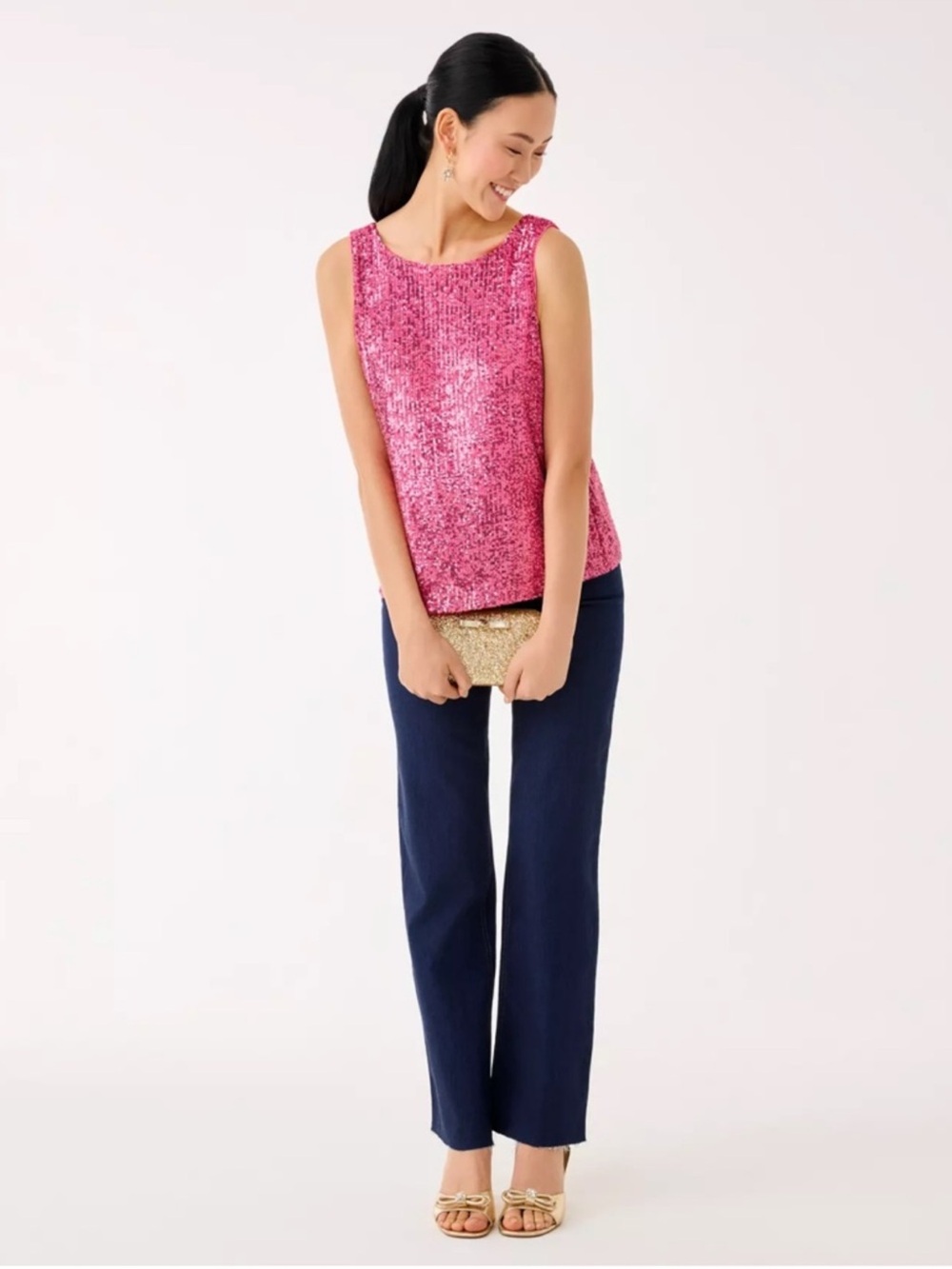 NWT Lilly Pulitzer Jaret Sequin Knit Top Sun Shell Pink S - Picture 3 of 5